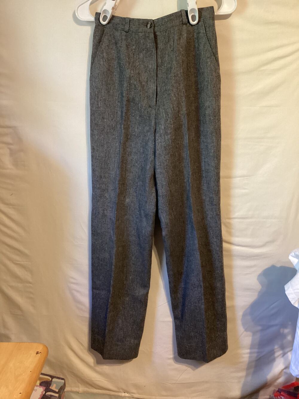 1020 The Villager Women Wool Gray Boyfriend Dress Pants Size 6 Lined High Rise